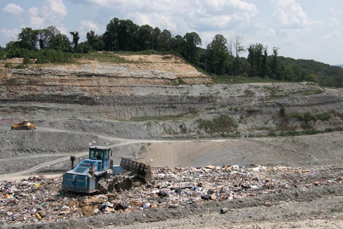 Bulldozer On Rumpke Landfill In Athens County Ohio