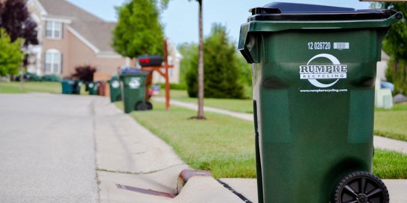 Rumpke Recycling Cart On Curb For Residential Recycling Service