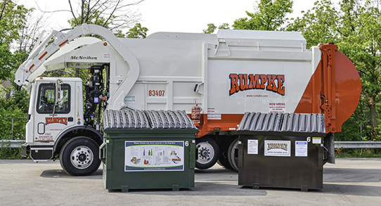 Rumpke Truck And Two Dumpsters For Property Management