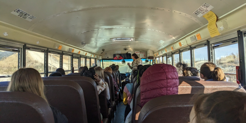 Rumpke Landfill Tour Guide Giving Landfill Tour From Bus