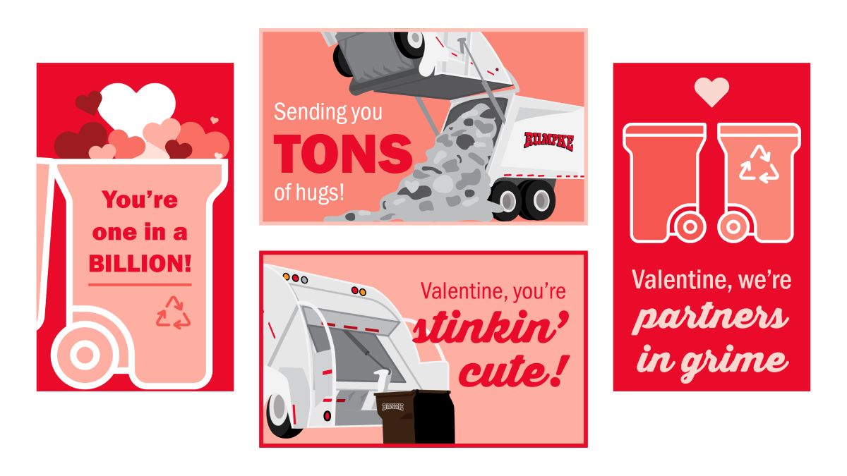 Four DIY Valentine's Day Cards For Trash Truck Drivers