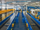 Blue Recycling Conveyor Belts In Cincinnati Recycling Center